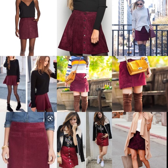 2/$12! F21 Maroon Suede Like Skirt Zipper Front - Picture 14 of 14
